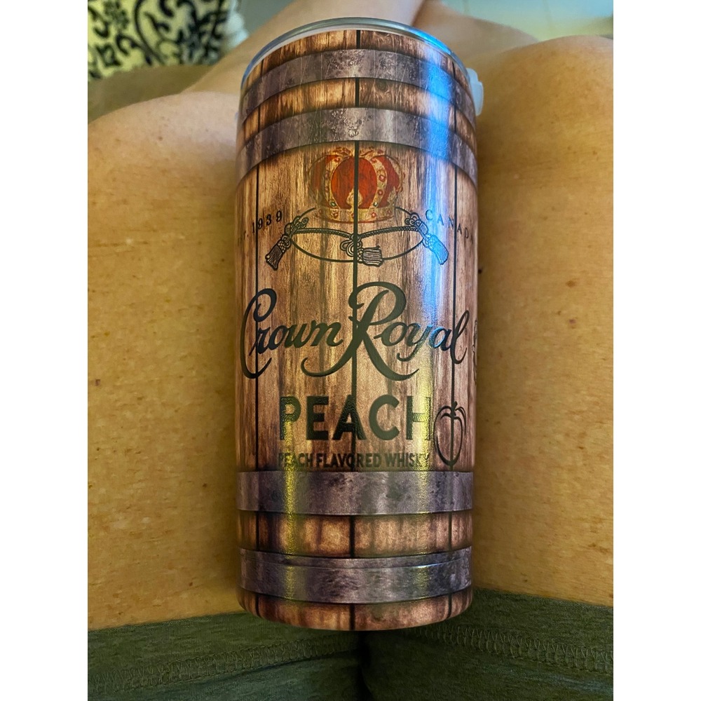 Crown Royal Peach Tumbler Unisex 20oz Brown Whiskey Barrel Insulated Travel Mug